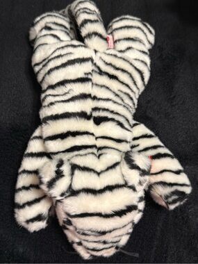 Ty Beanie Buddies White Tiger Plush 2004 Black White Striped w/ Tag